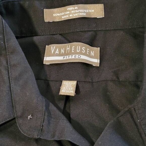Vintage Black Van Heusen Fitted Poplin Buttondown  Shirt Size Medium - Picture 3 of 3